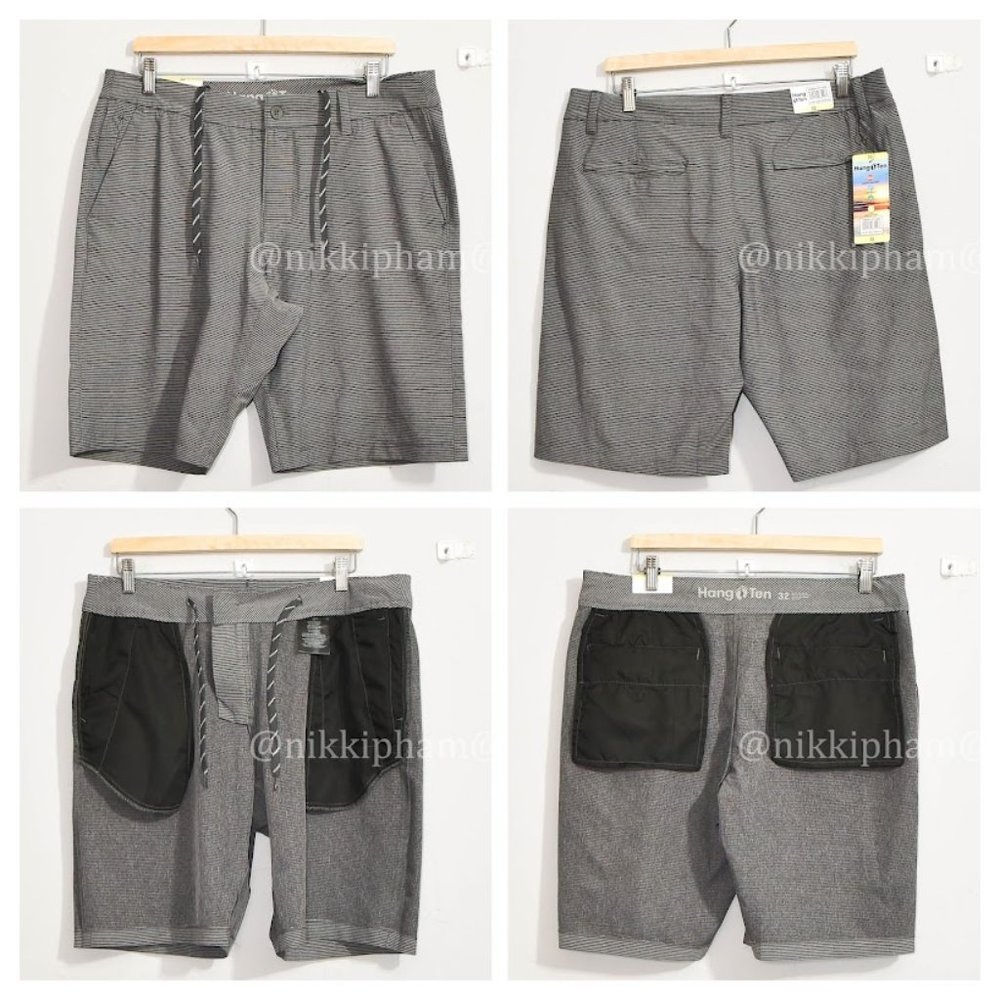 NWT Hang Ten Men's Hybrid Short in dark charcoal